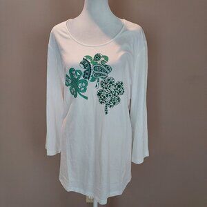 Chico's  Shimmer Shamrock 3/4 Sleeve Top Size XXL NWT
